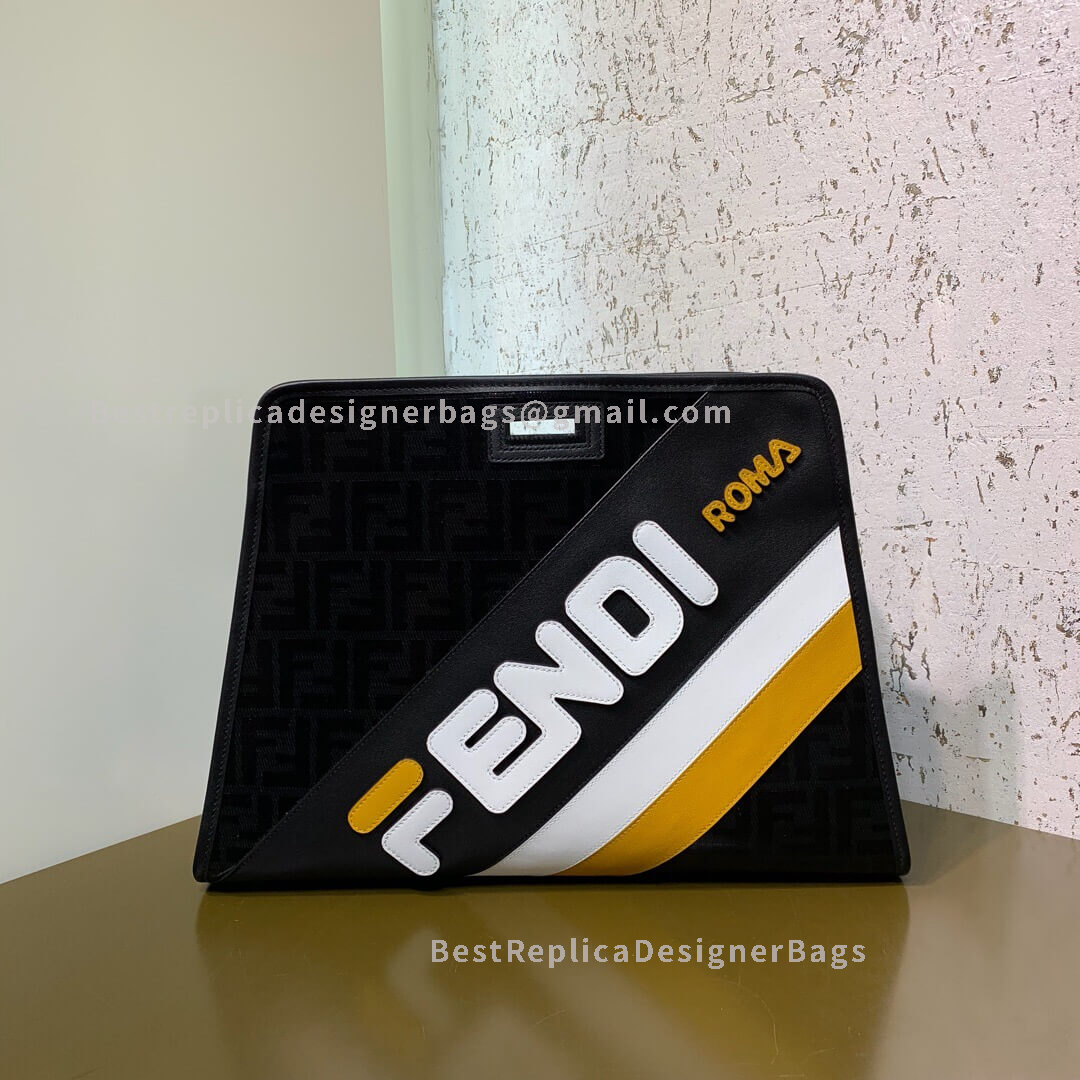 Fendi Medium Peekaboo Defender Cover In Black Fabric 8606M